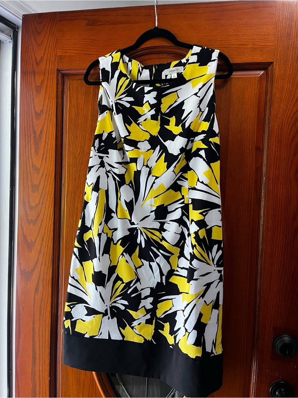 dressbarn Black White and Yellow Floral Midi Dress